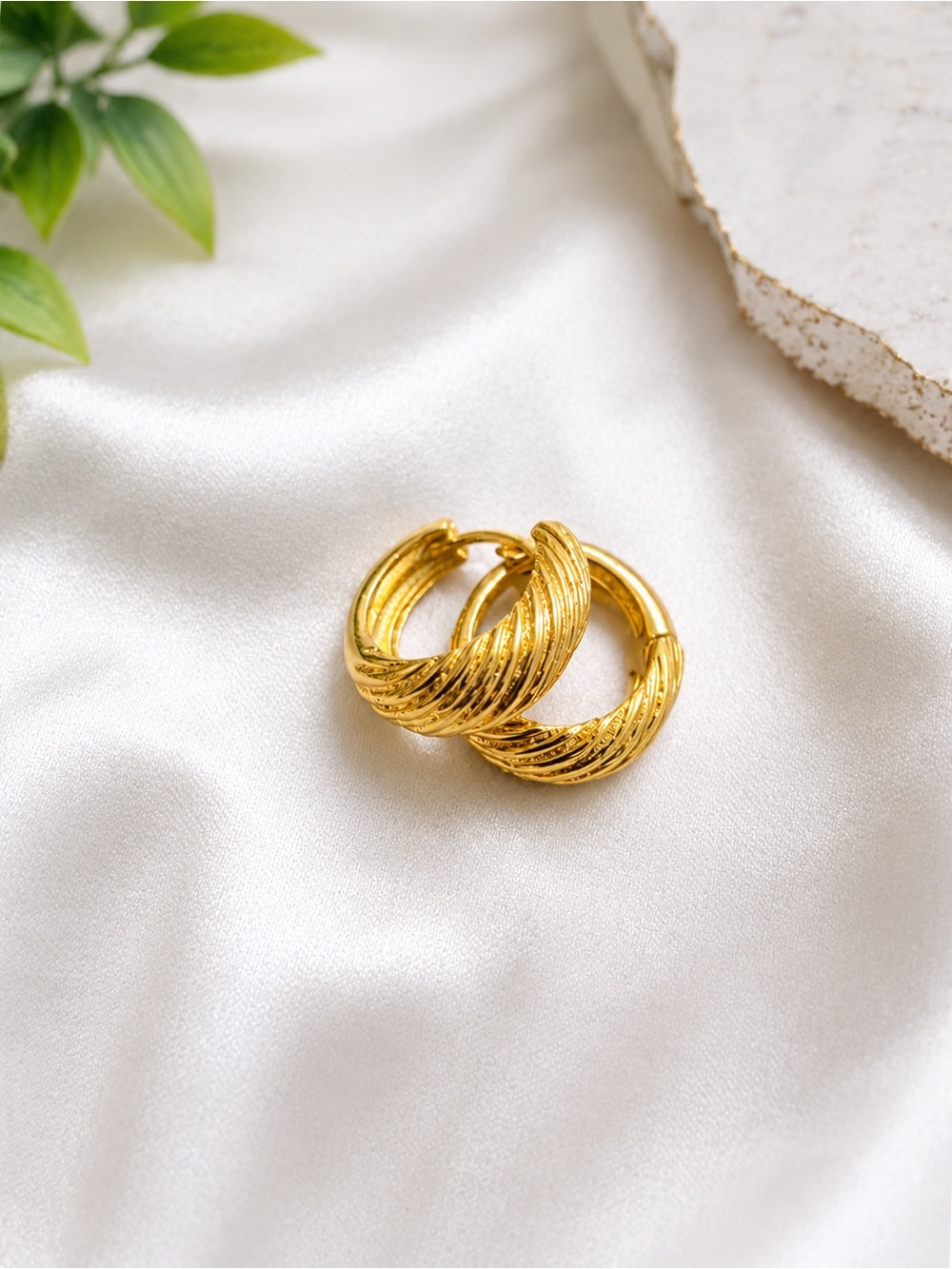 Gold Twisted Hoop Earrings - Women Jewelry